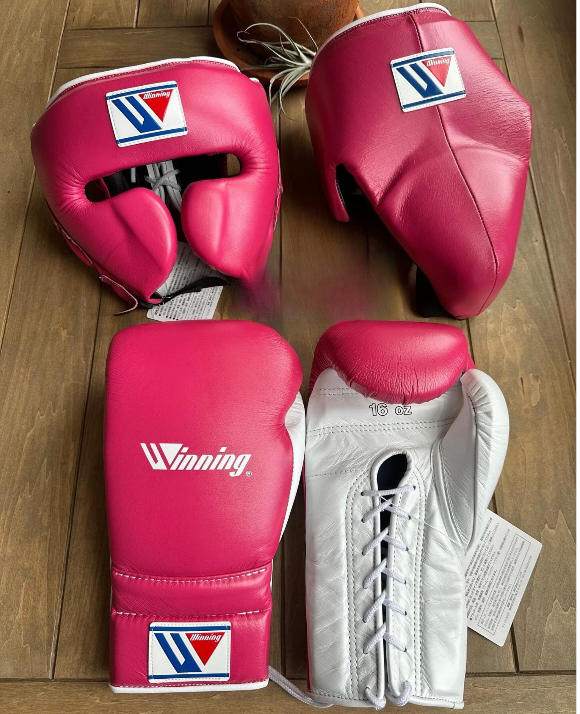 Winning Boxing Glove set, Winning Boxing gear, winning boxing set Winning Lace up pink white Boxing Glove set, Boxing Glove set, Winning boxing gear set, PF Fitness Gear, Winning set, PF FITNESS GEAR winning gear, winning Boxing Glove, Winning groins, Winning head Gear